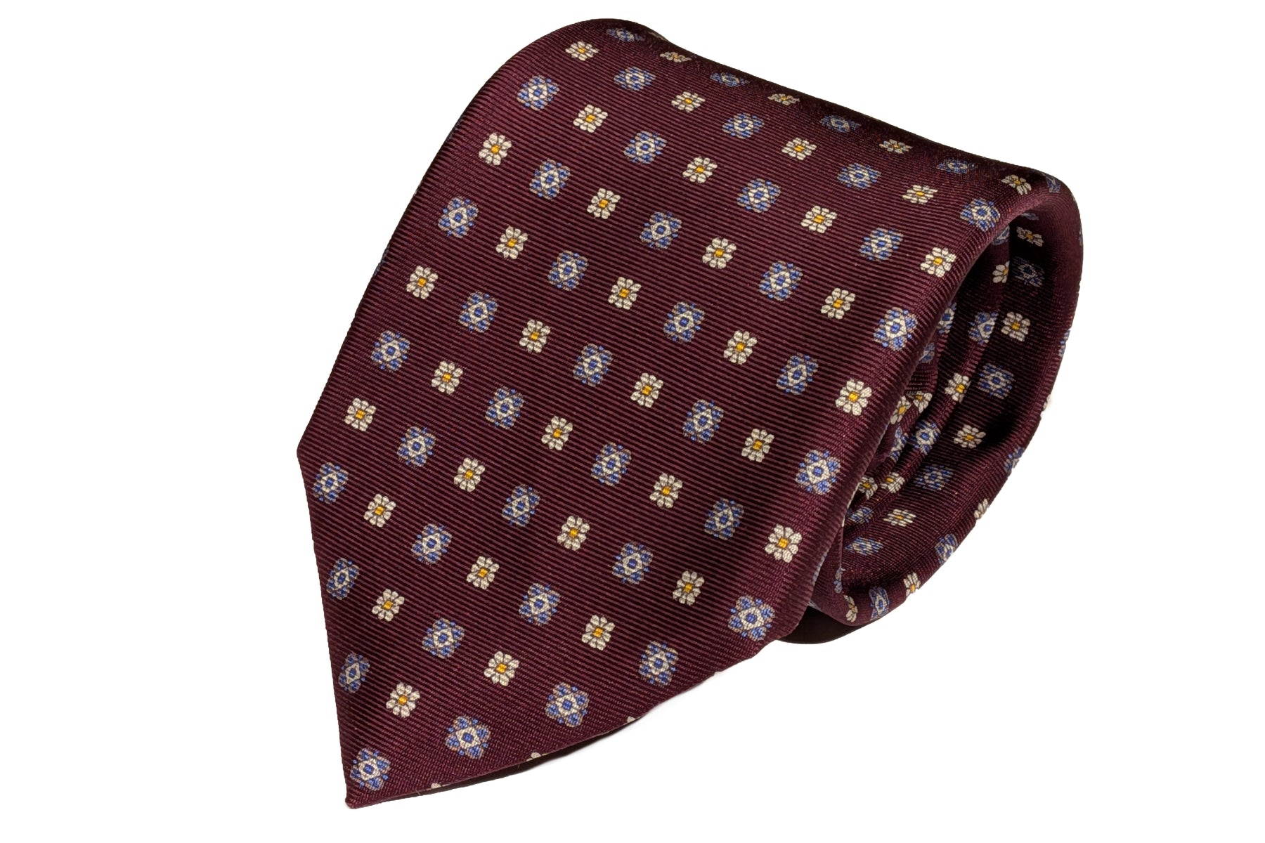 MILANO SERIES ネクタイ ◇ ボルドー×小紋《セッテピエゲ》 – Merola