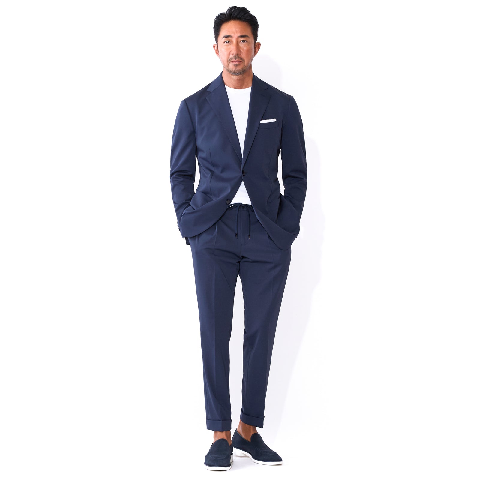 干場完全別注 マットツイスト イージートラウザーⅡ ネイビー