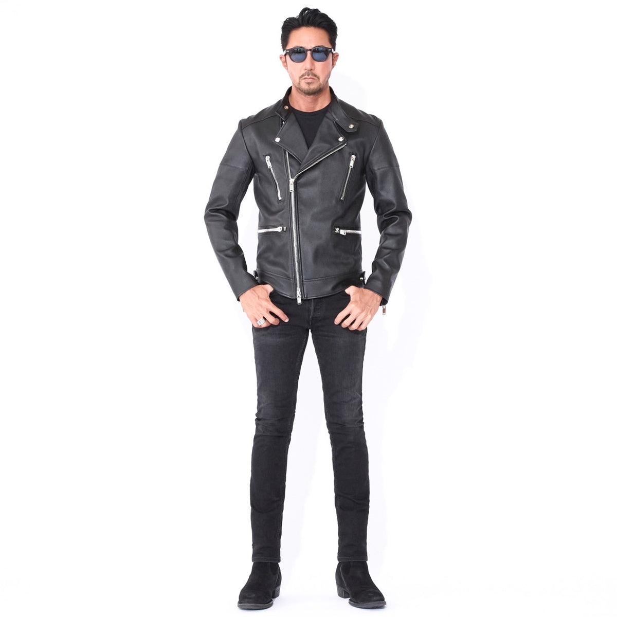 1PIU1UGUALE3 × FIXER】 STRETCH LEATHER SEMI W-RIDERS – MINIMAL