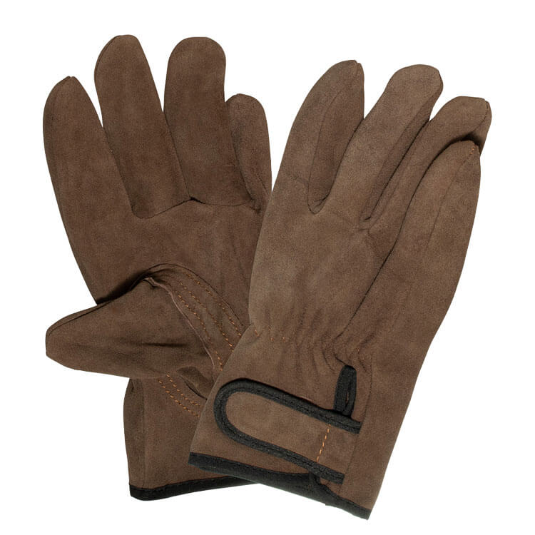 作業用手袋 山羊革 KS891-BR ストレッチ シルキーレザー 手首ベルト