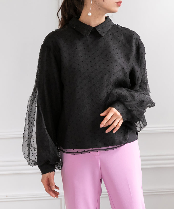 dot organdy blouse – miele grande