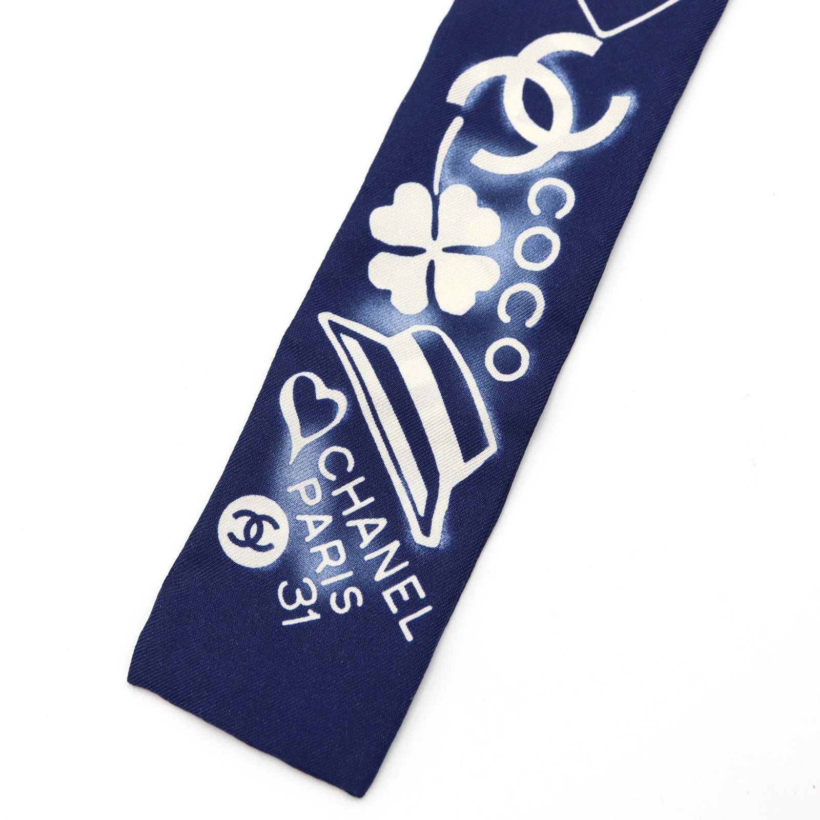 CHANEL シャネル ツイリー スカーフ シルク100 ブルー レディース