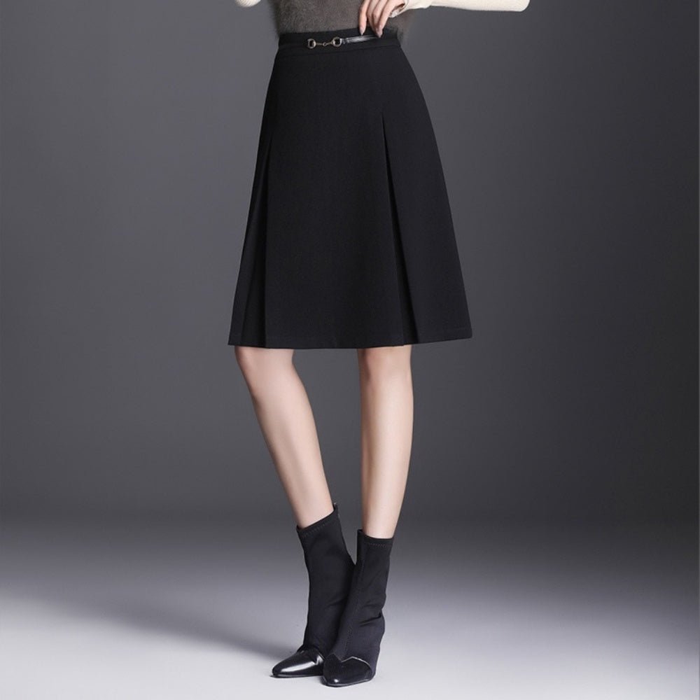 タック入りAライン膝丈スカート｜オフィスカジュアル レディース 通販