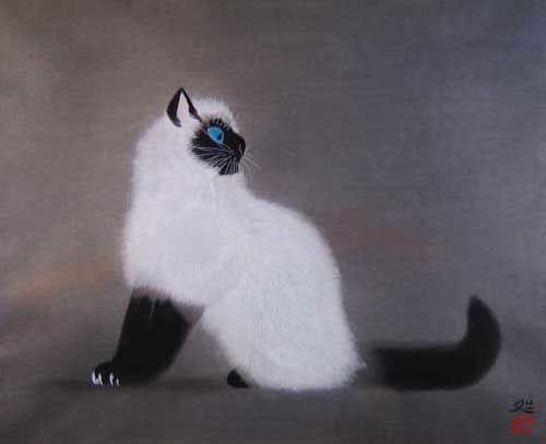 加山又造作品【猫（1）】の買取・査定はミライカ美術にお任せください