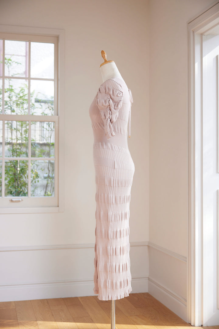 Shirring Border Knitted Dress - MISTREASS