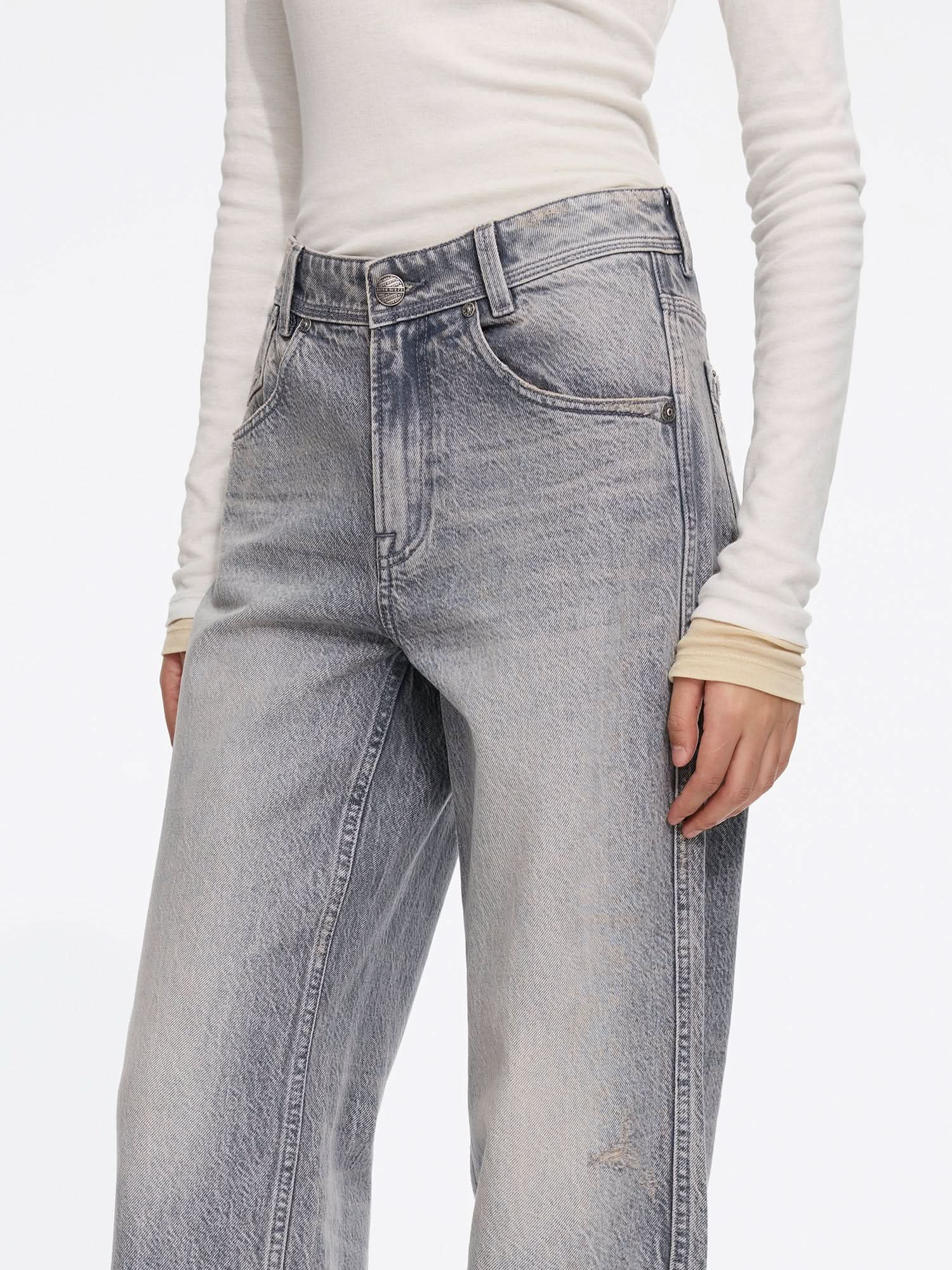 Light Gray Straight-Leg Jeans - MISS SIXTY