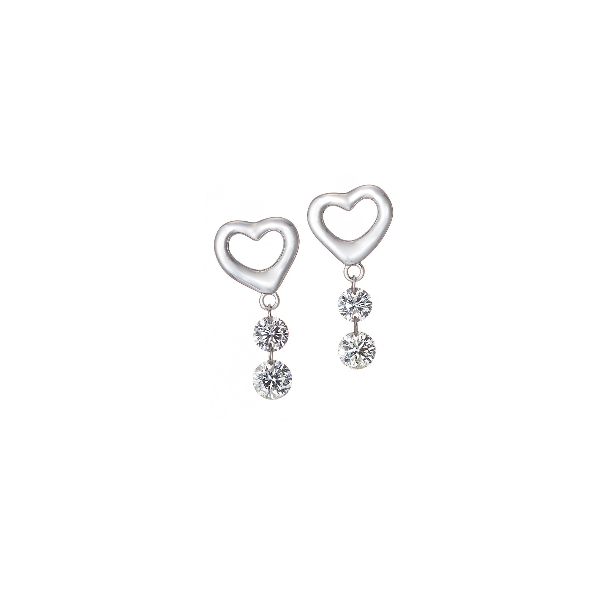 プラチナ ダイヤ ハートモチーフ ピアス– 美精La（ミセラ）