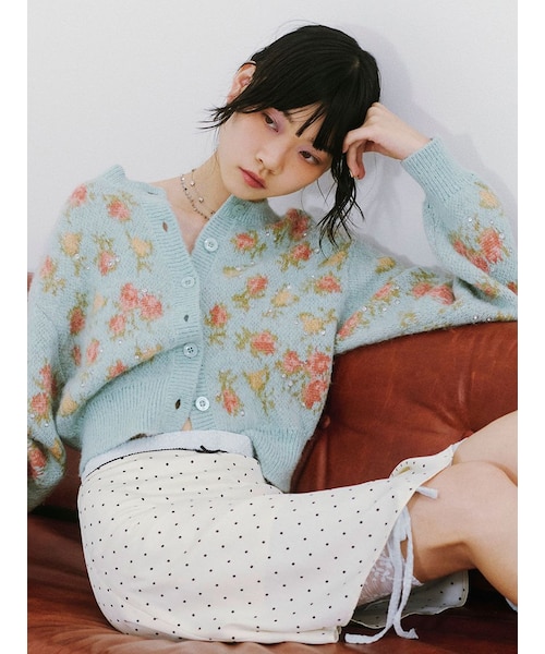 LILY BROWN ×ANNA SUI】ジャガードビジューニットカーディガン｜リリー