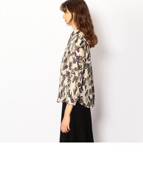 シルククローバープリント ボウタイブラウス｜トゥモロ－ランドの