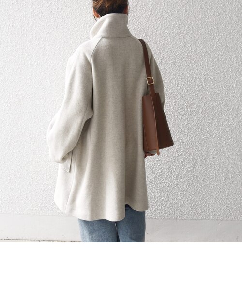 SHIPS any: カシミヤ ミックス スタンドカラー ミドル コート