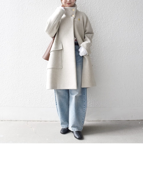 SHIPS any: カシミヤ ミックス スタンドカラー ミドル コート