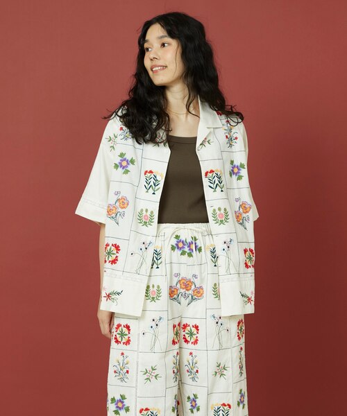 パッチワーク花刺繍シャツ｜フリークスストアの通販｜&mall（アンド