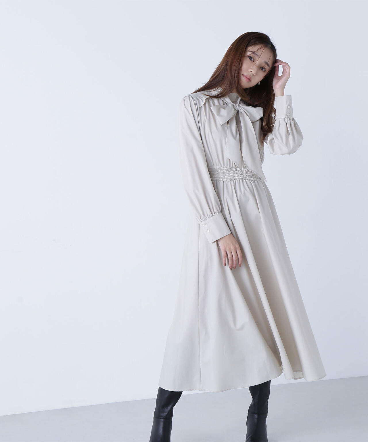 2wayボウタイギャザーワンピース | NATURAL BEAUTY BASIC（ナチュラル