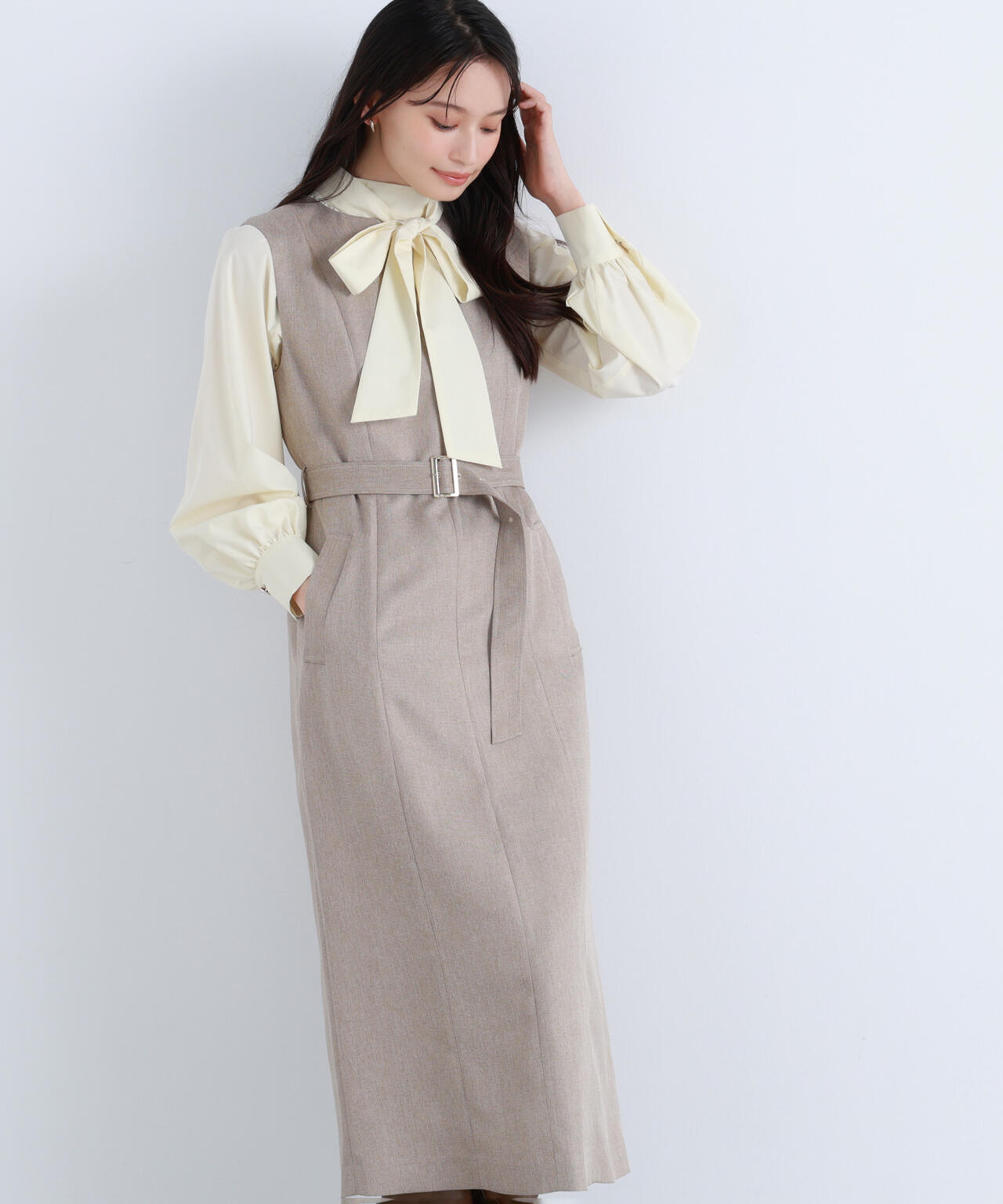 キーネックベルテッドジャンスカ | NATURAL BEAUTY BASIC（ナチュラル