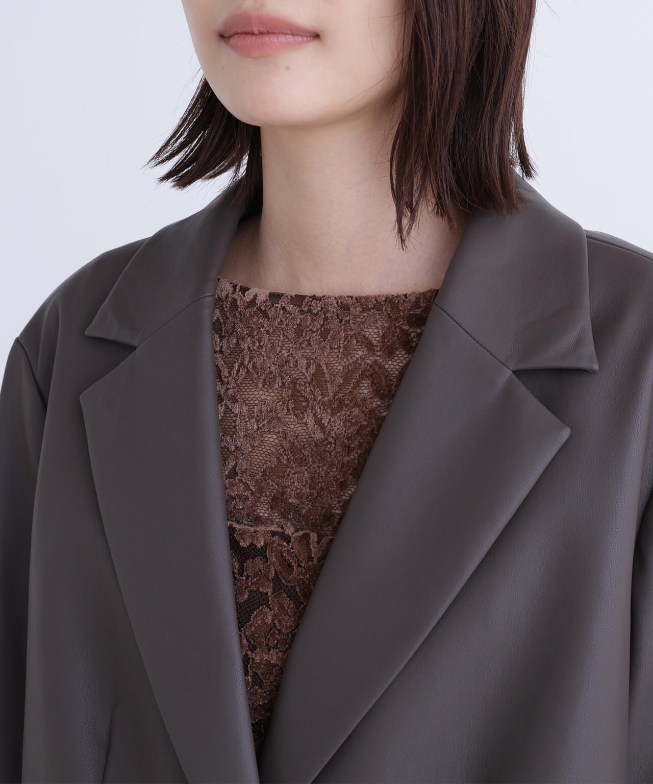 フェイクレザーシングルテーラードジャケット | NATURAL BEAUTY BASIC