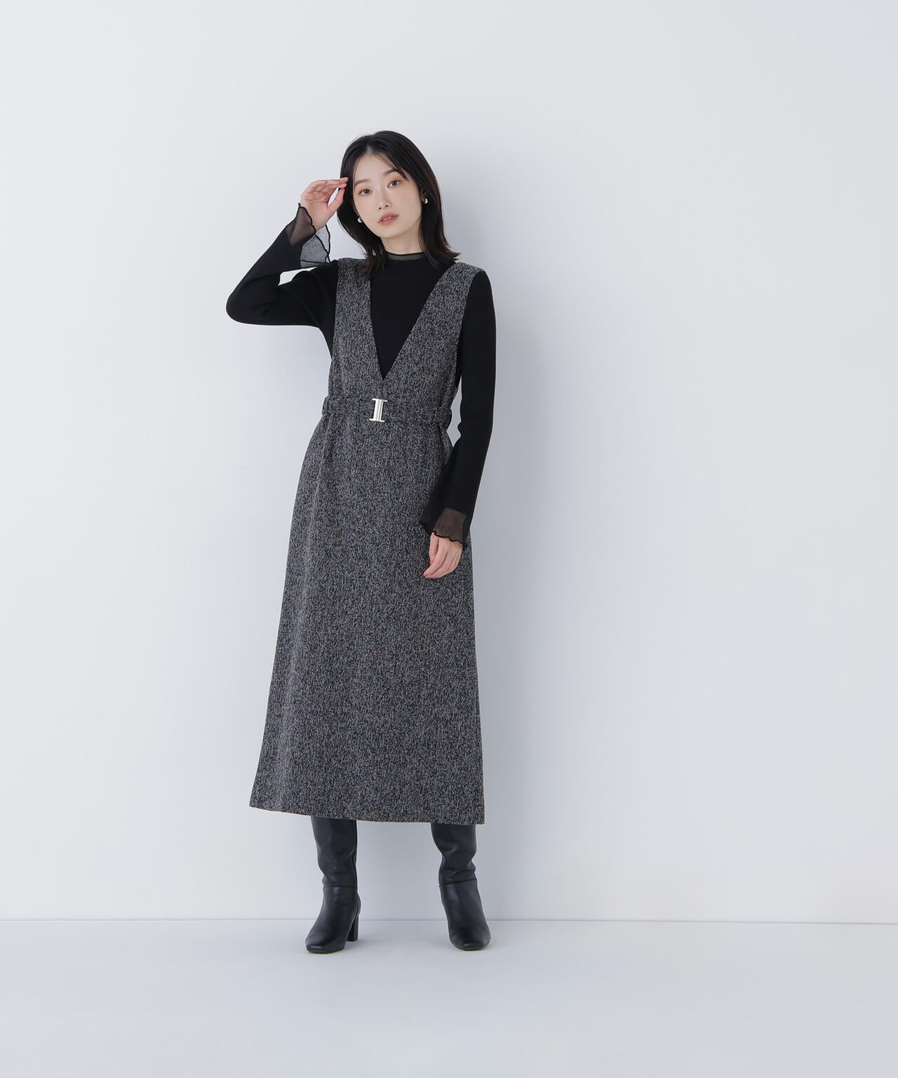 ベルト付Vネックジャンスカ | NATURAL BEAUTY BASIC（ナチュラル