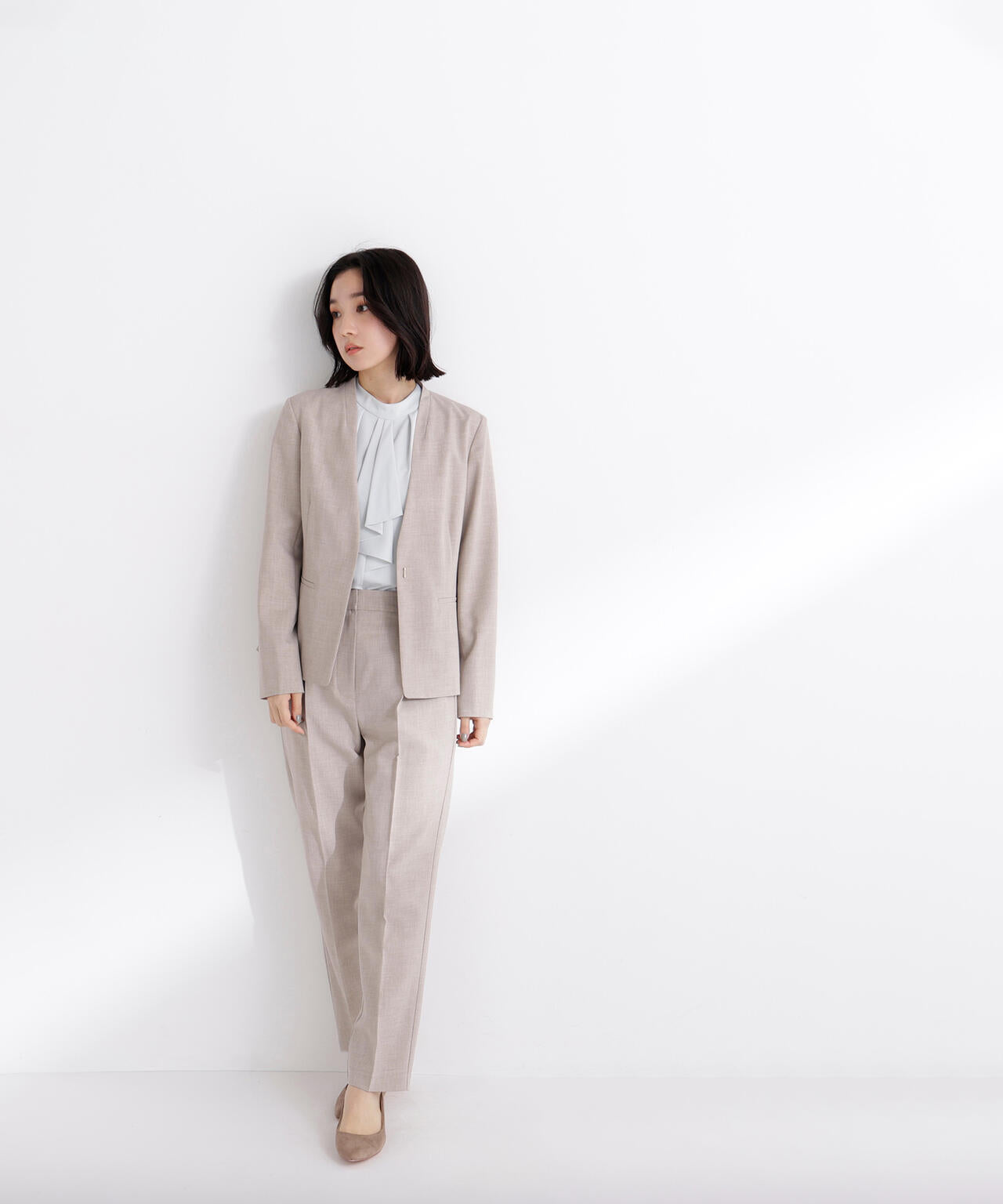 リネンライク SETUP ノーカラージャケット | NATURAL BEAUTY BASIC