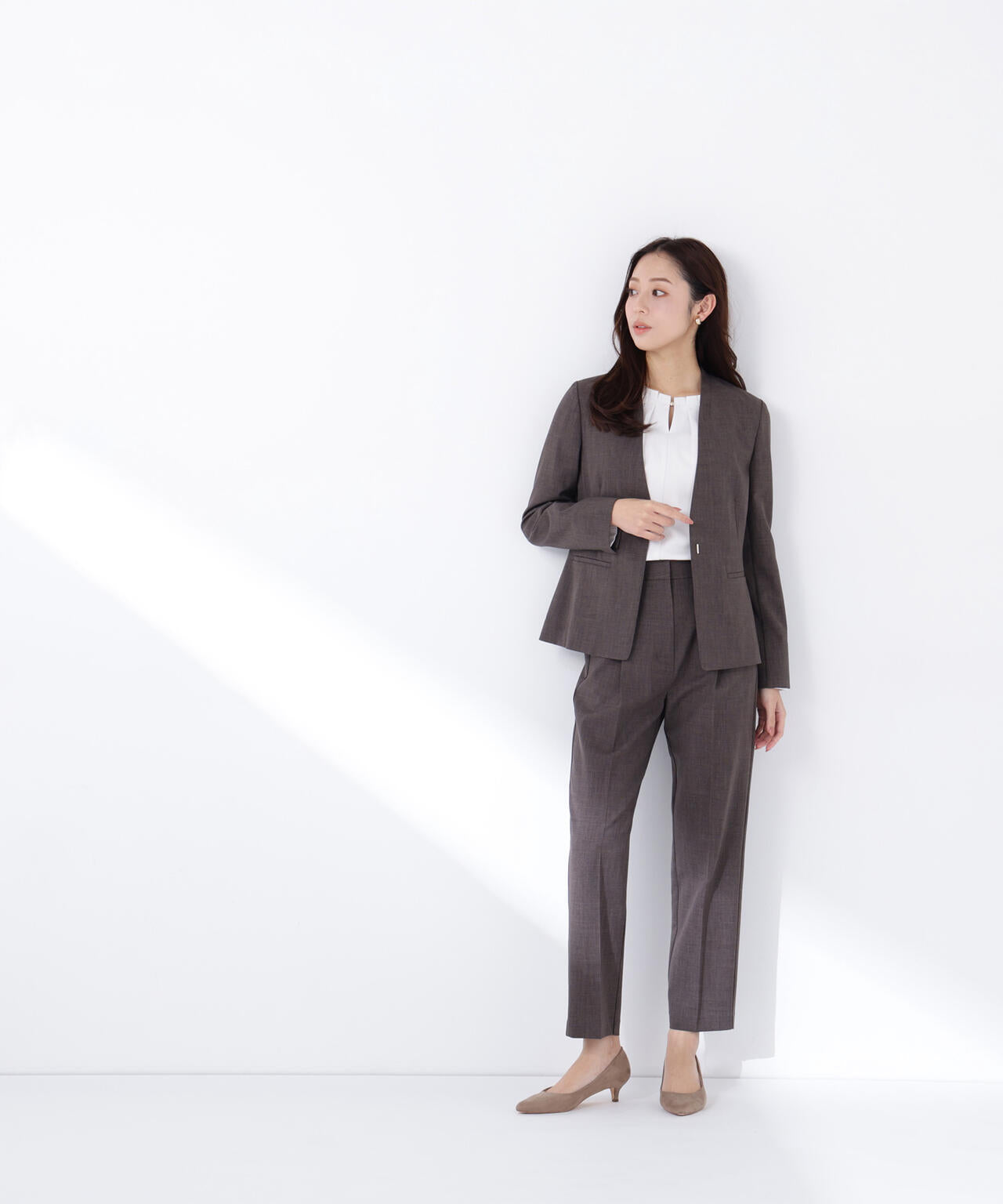 リネンライク SETUP ノーカラージャケット | NATURAL BEAUTY BASIC