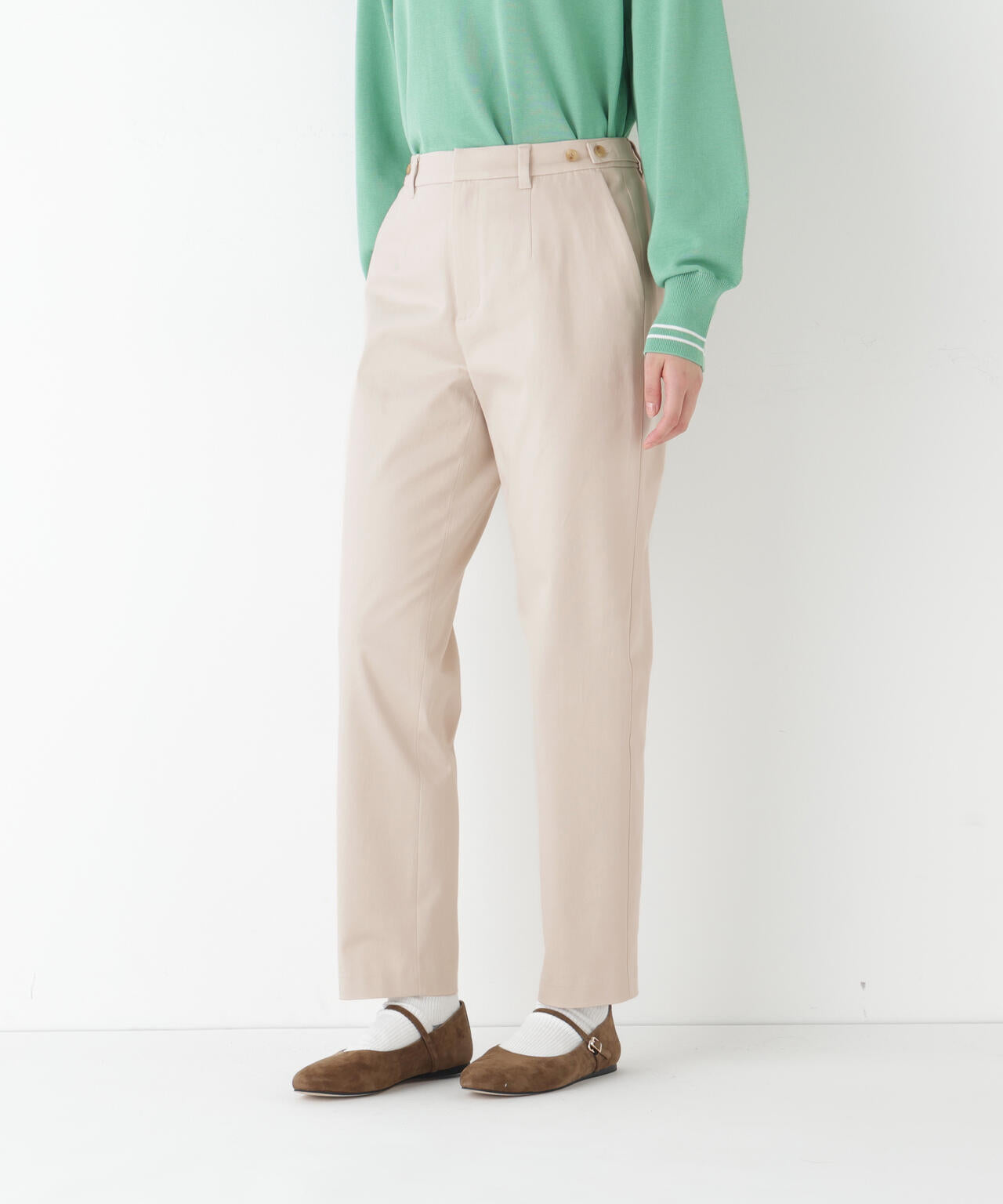 定番》サテンストレッチ細身ストレートパンツ | human woman