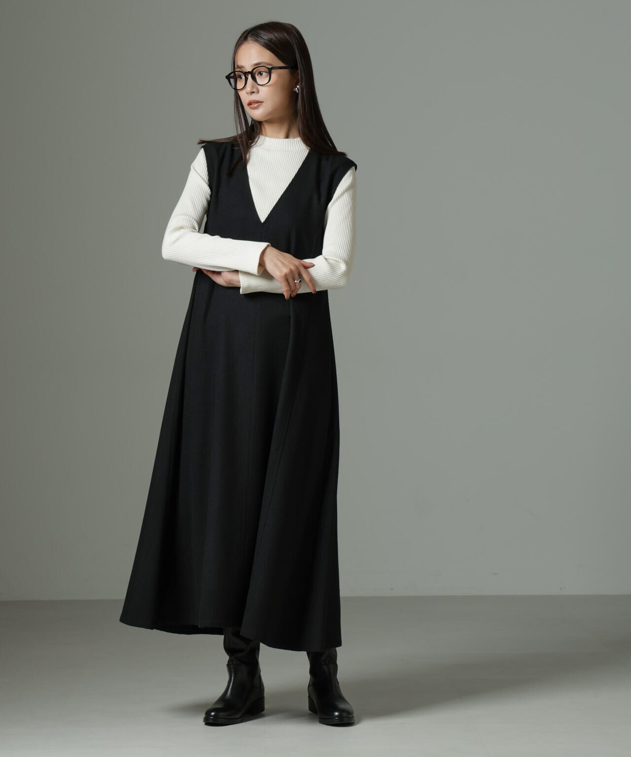 Vネックジャンパースカート | NANO universe（ナノ・ユニバース