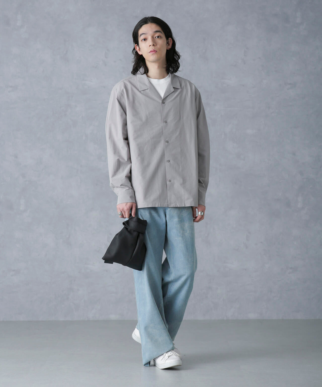 ストレッチワイドオープンカラーシャツ 長袖 | NANO universe（ナノ