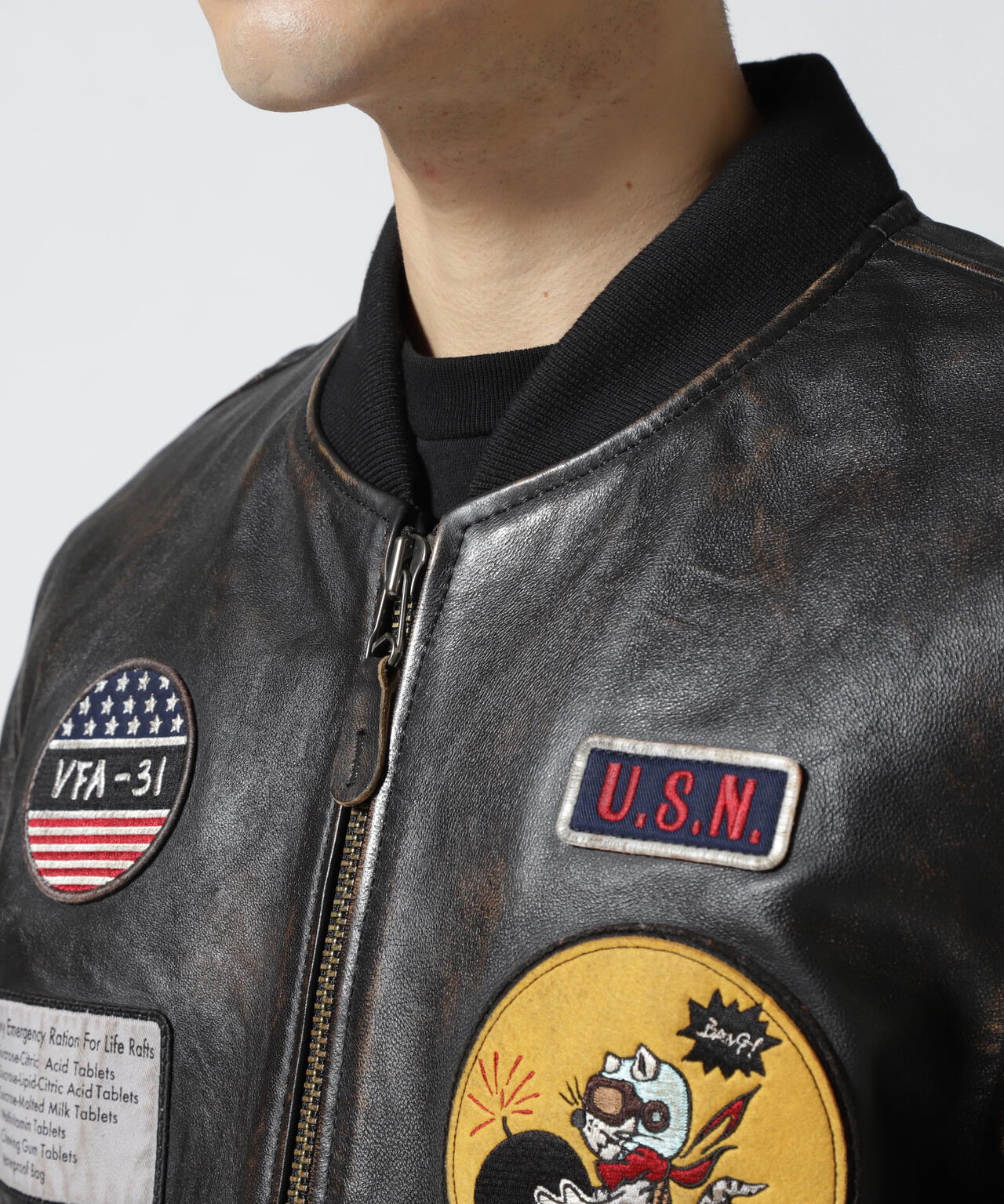 AGED LEATHER BLOUSON TOMCATTERS / エイジド レザー ブルゾン トム