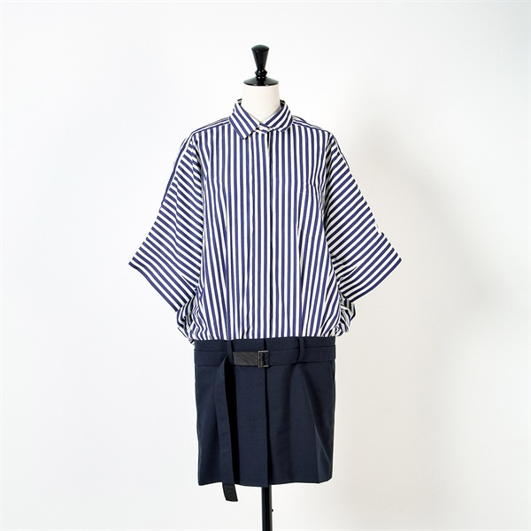 sacai ×THOMAS MASON ドッキングワンピース 1 ホワイト ネイビー