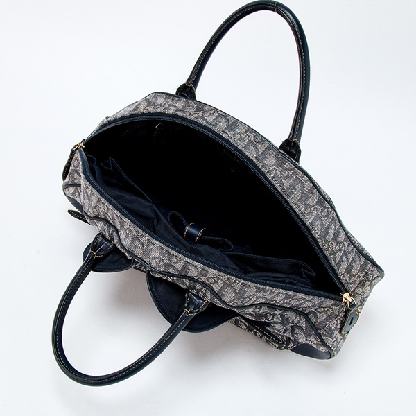 Christian Dior ダブルサドル ハンドバッグ ネイビー ゴールド