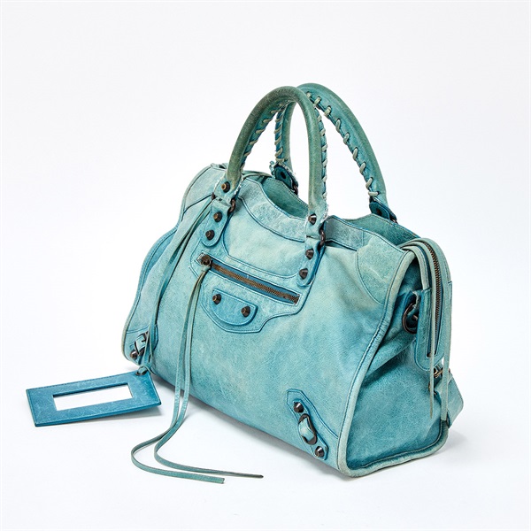 BALENCIAGA シティ ハンドバッグ 115748 ターコイズ グリーン レザー