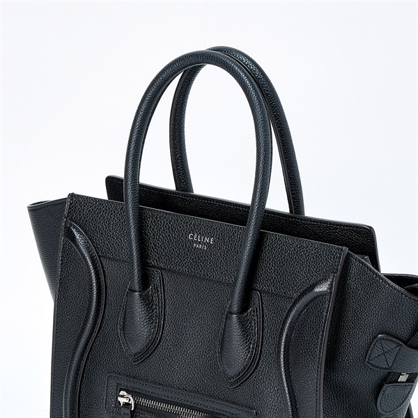 CELINE ラゲージ マイクロショッパー ハンドバッグ ブラック シルバー