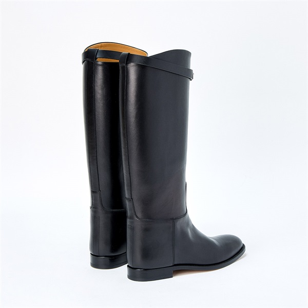 HERMES ジャンピングケリー ブーツ 39 2/1 ブラック シルバー レザー