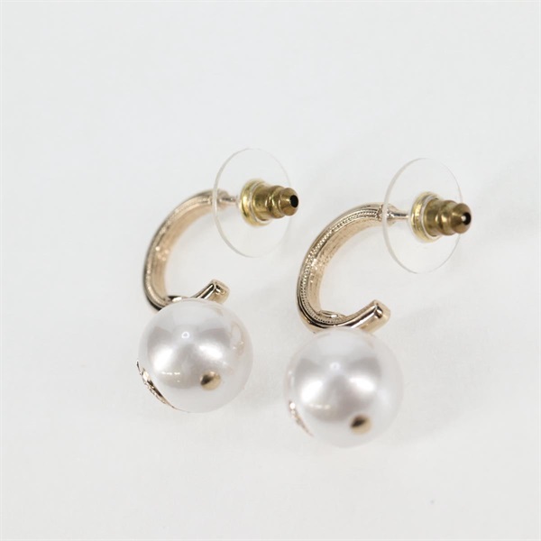 CHANEL ココマーク ピアス パールラインストン ゴールド ホワイト GP