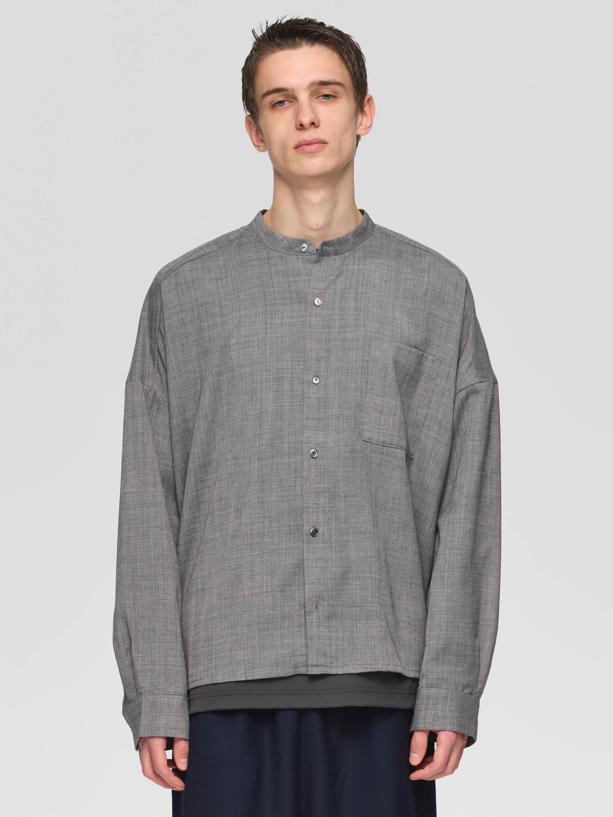 stand collar wide shirt | 3-530010-m – mizuiro ind