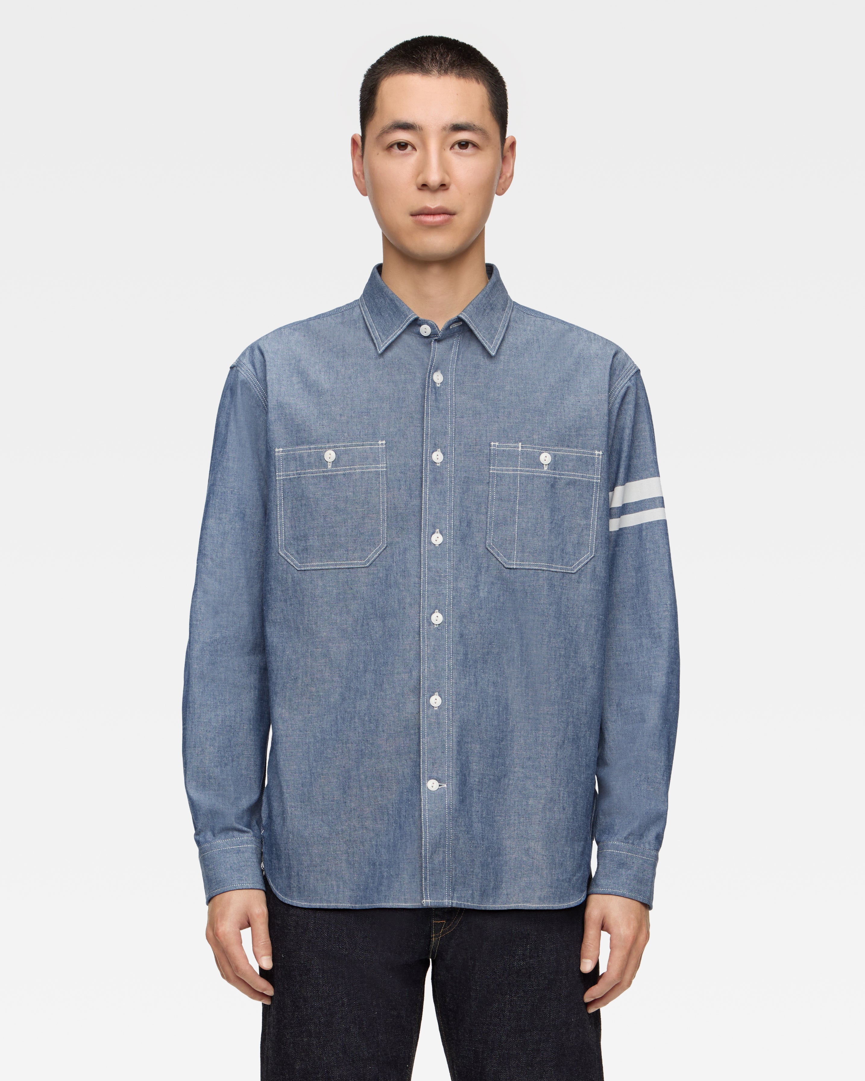 TRIPLE STITCH L/S CHAMBRAY SHIRT (SP) – MOMOTARO JEANS