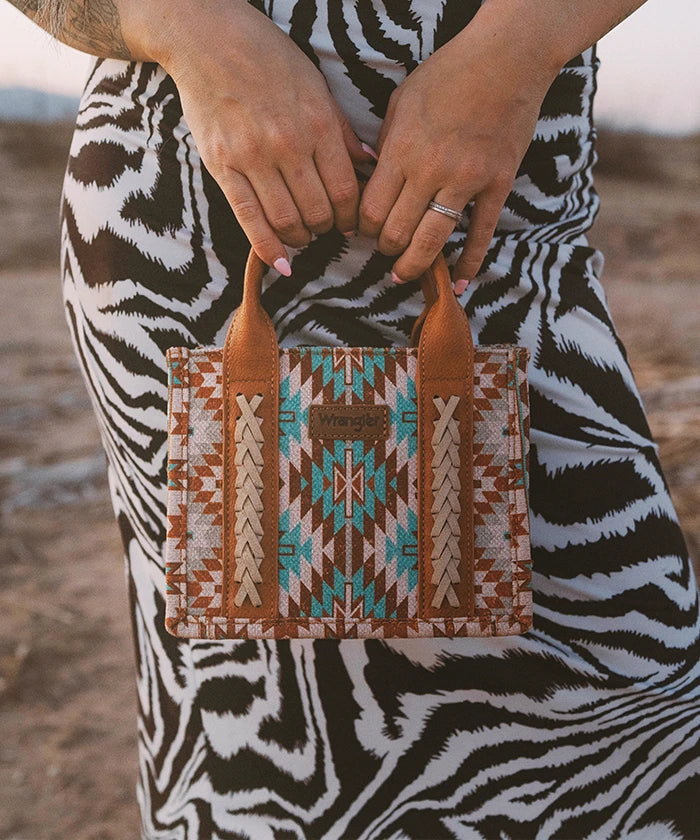 Wrangler Aztec Print Whipstitch Canvas Tote Bag Collection