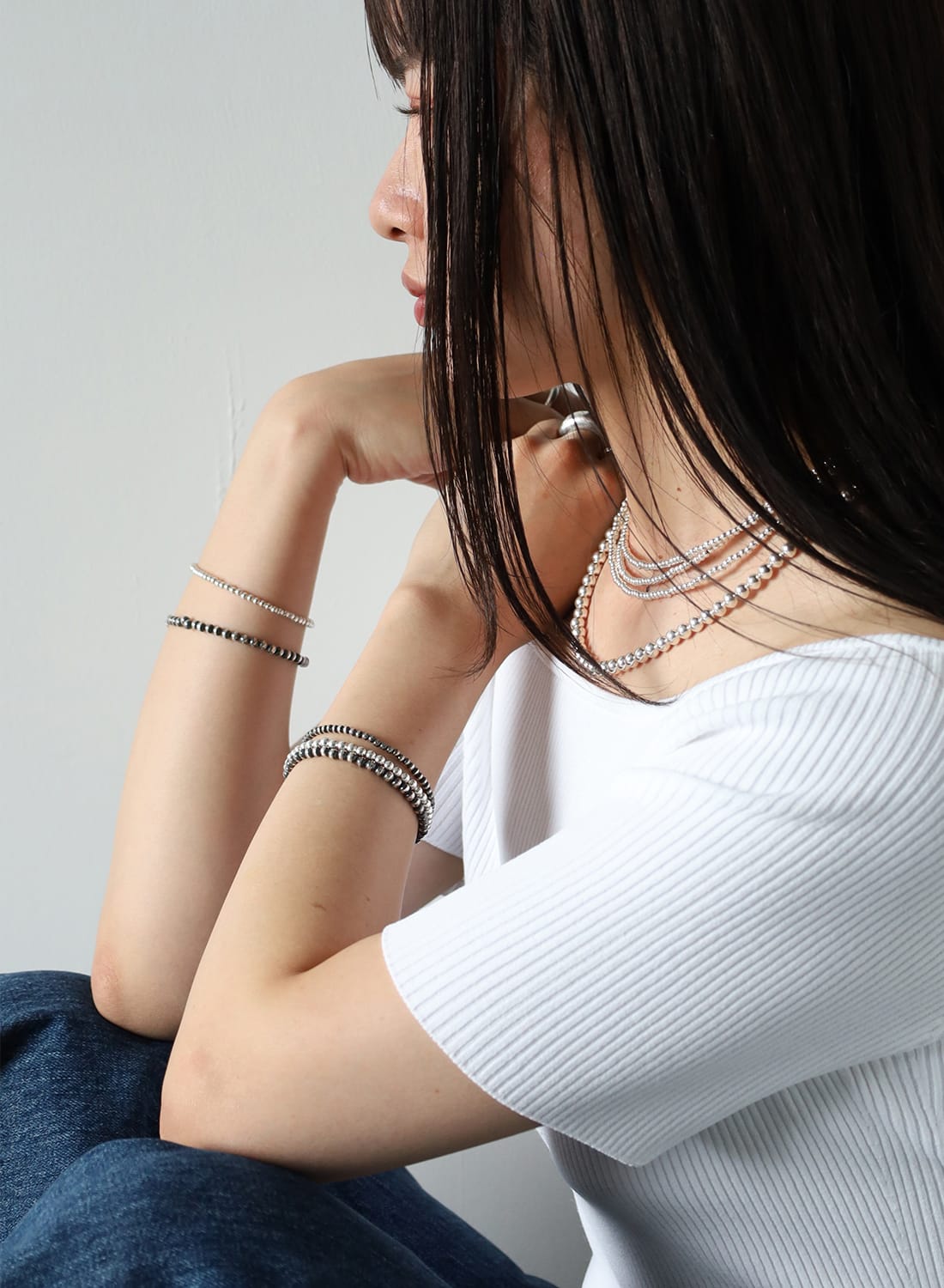 NAVAJO PEARL SILVER BRACELET 4MM|ナバホパール シルバーブレスレット