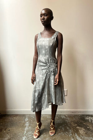 Matsuda Icy Grey Jacquard Chiffon Sleeveless dress – Moore Vintage
