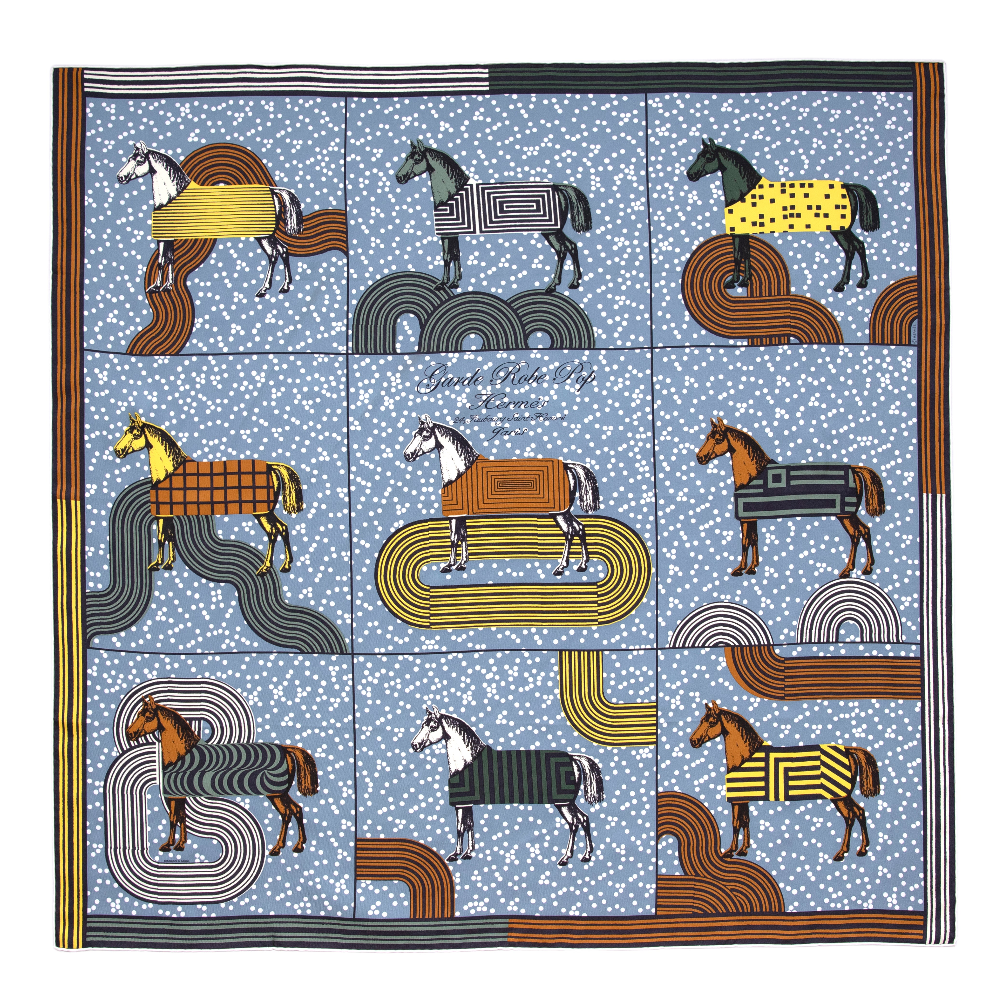 Hermes Blue Silk Garde Robe Pop Scarf 90 – Modaselle