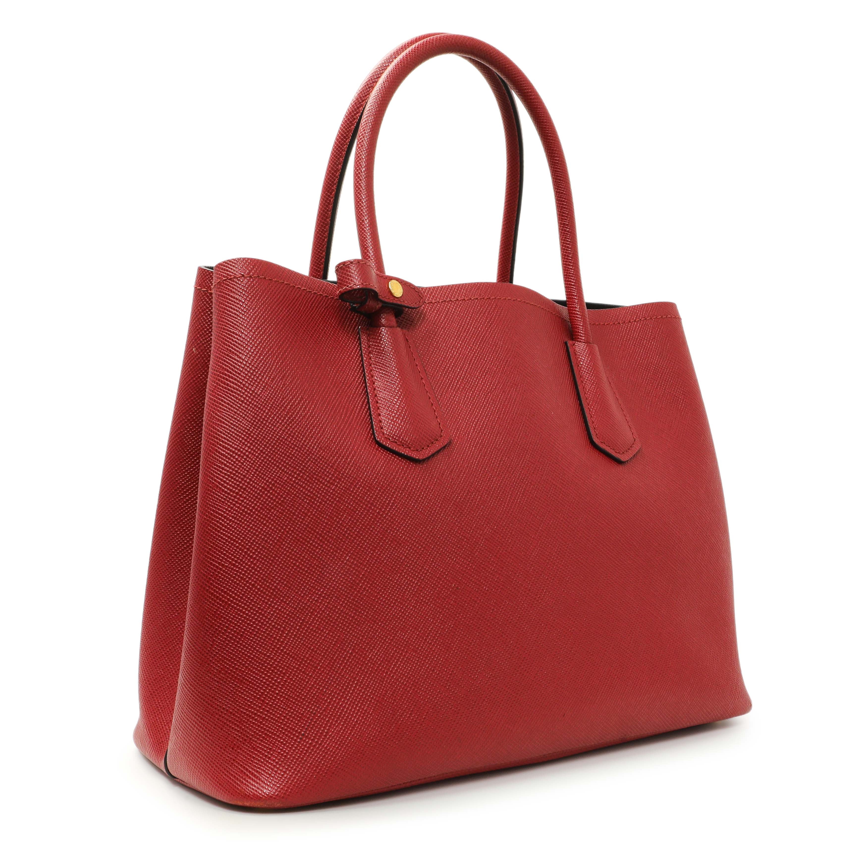 Prada Red Saffiano Medium Double Bag – Modaselle
