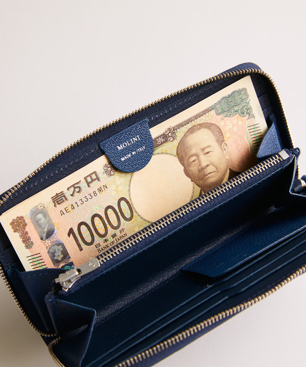 Mini Round Zip Long Wallet - Navy – MOLINI（モリニ）オフィシャル
