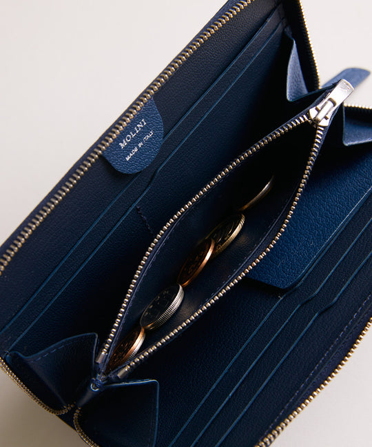 Mini Round Zip Long Wallet - Navy – MOLINI（モリニ）オフィシャル