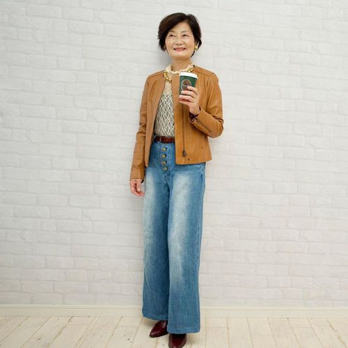 ラムレザー ノーカラージャケットブルゾン(キャメル) | もりのがっこう公式