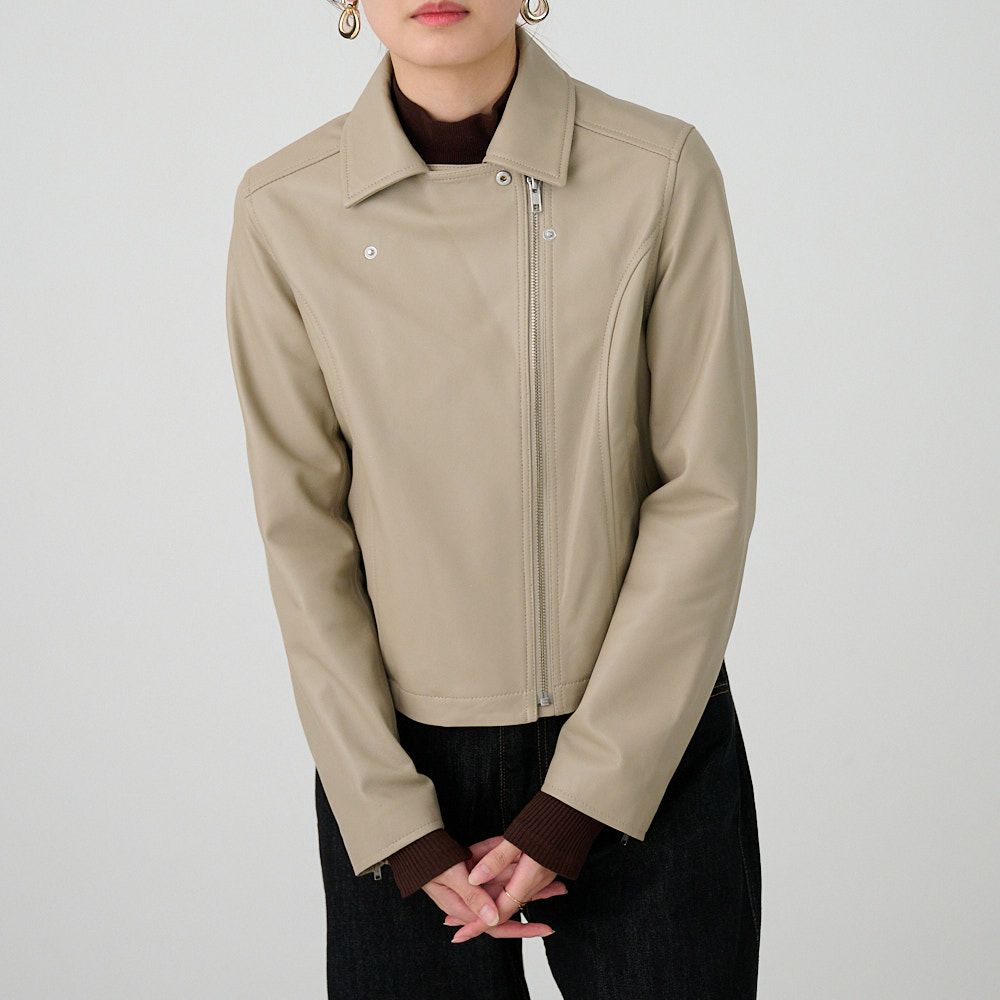 ラムレザー ダブルライダースジャケット(グレーベージュ) | もりのがっ