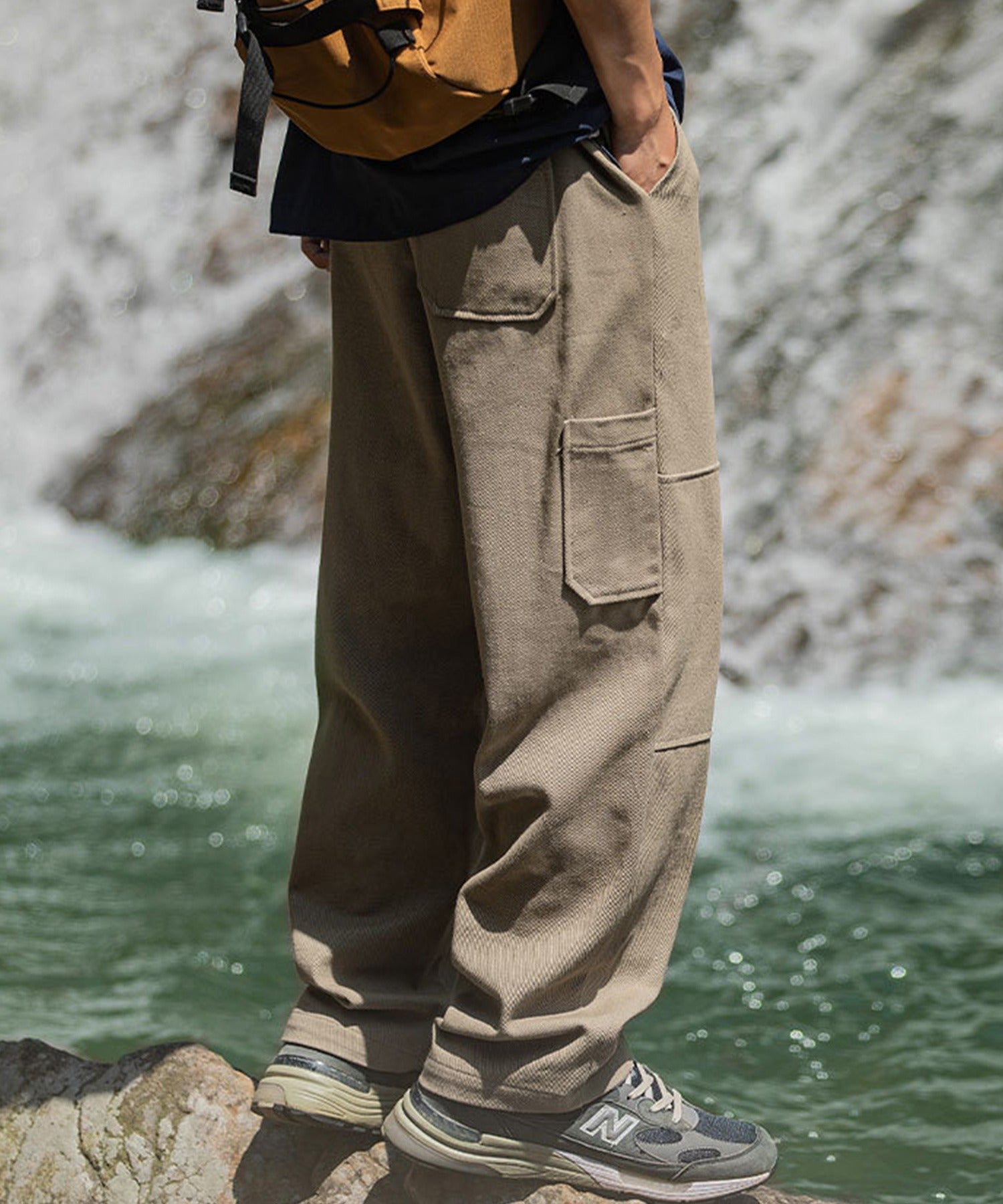 HOOK】ヴィンテージ風ウォッシュ加工横切り替えカーゴパンツ – 《公式