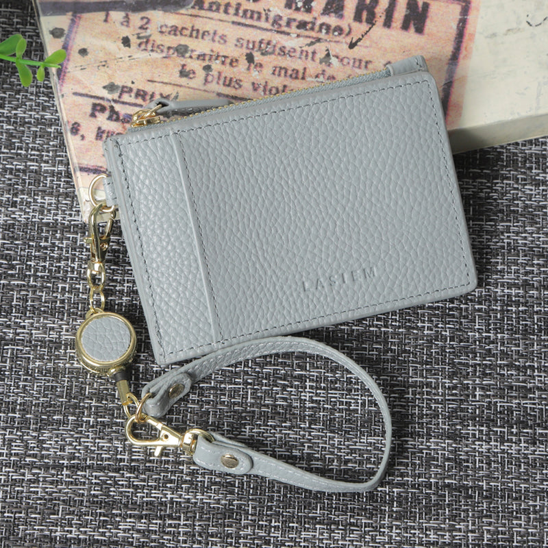 本革小銭入れ付きリールストラップ二つ折りパスケース – LASIEM