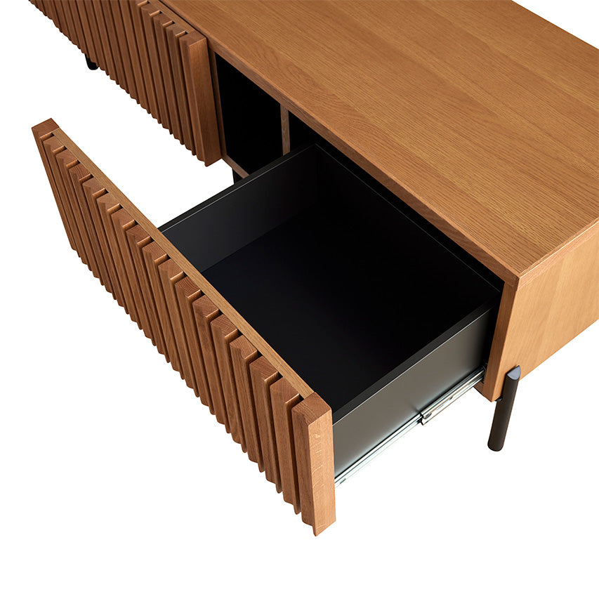 大川家具 モーブル TVボード 幅200cm ｜ オーク無垢材の縦格子が美しい