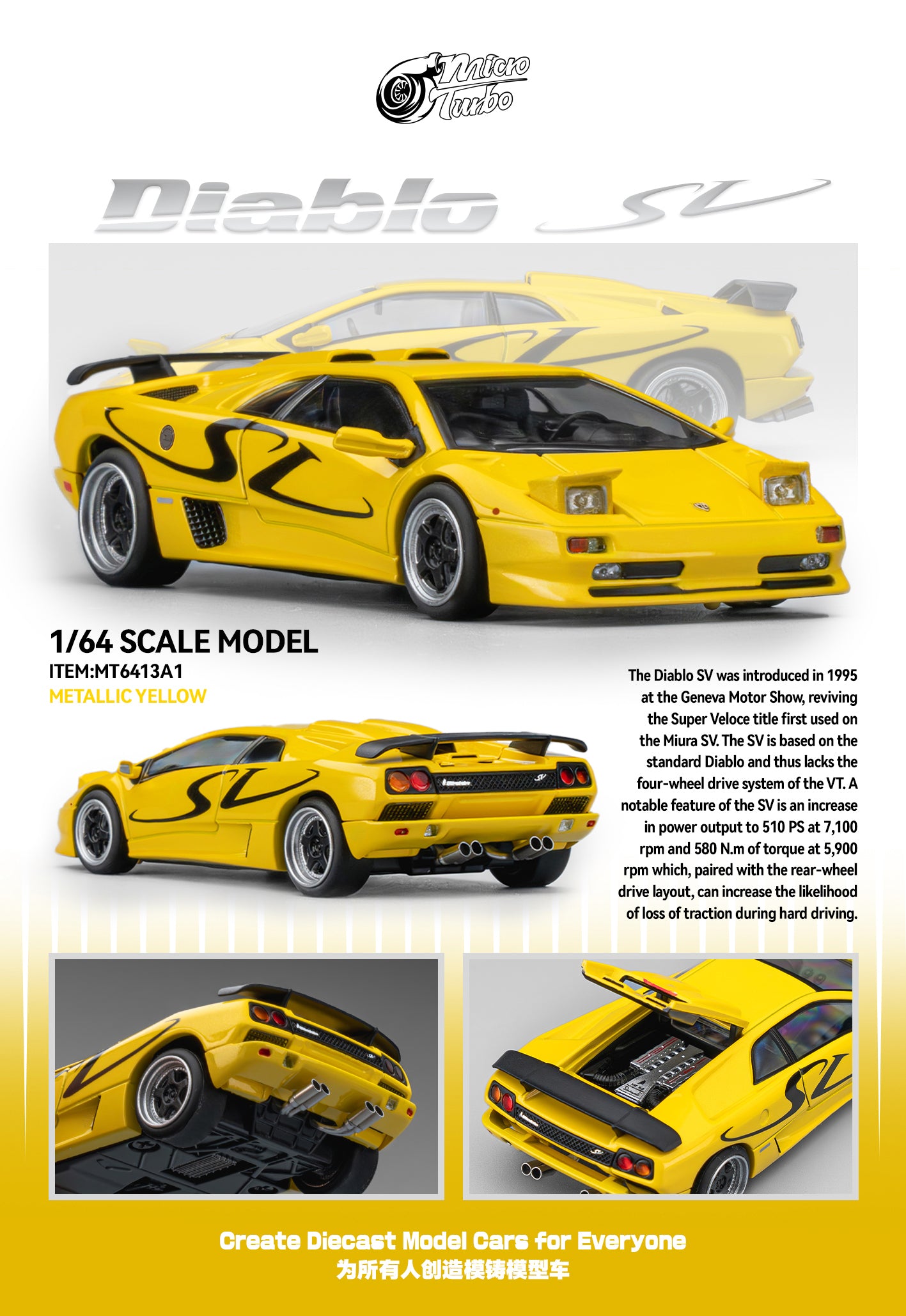 Microturbo - 1/64 Custom Diablo SV - Metallic Yellow