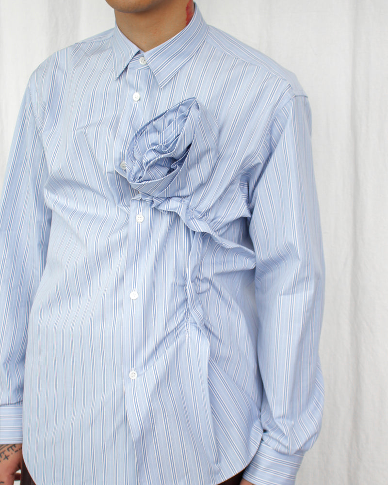 COMME DES GARÇONS SHIRT / COTTON STRIPE POPLIN WITH 3D ROSE SHIRT