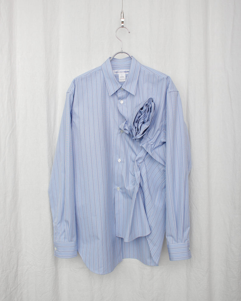 COMME DES GARÇONS SHIRT / COTTON STRIPE POPLIN WITH 3D ROSE SHIRT