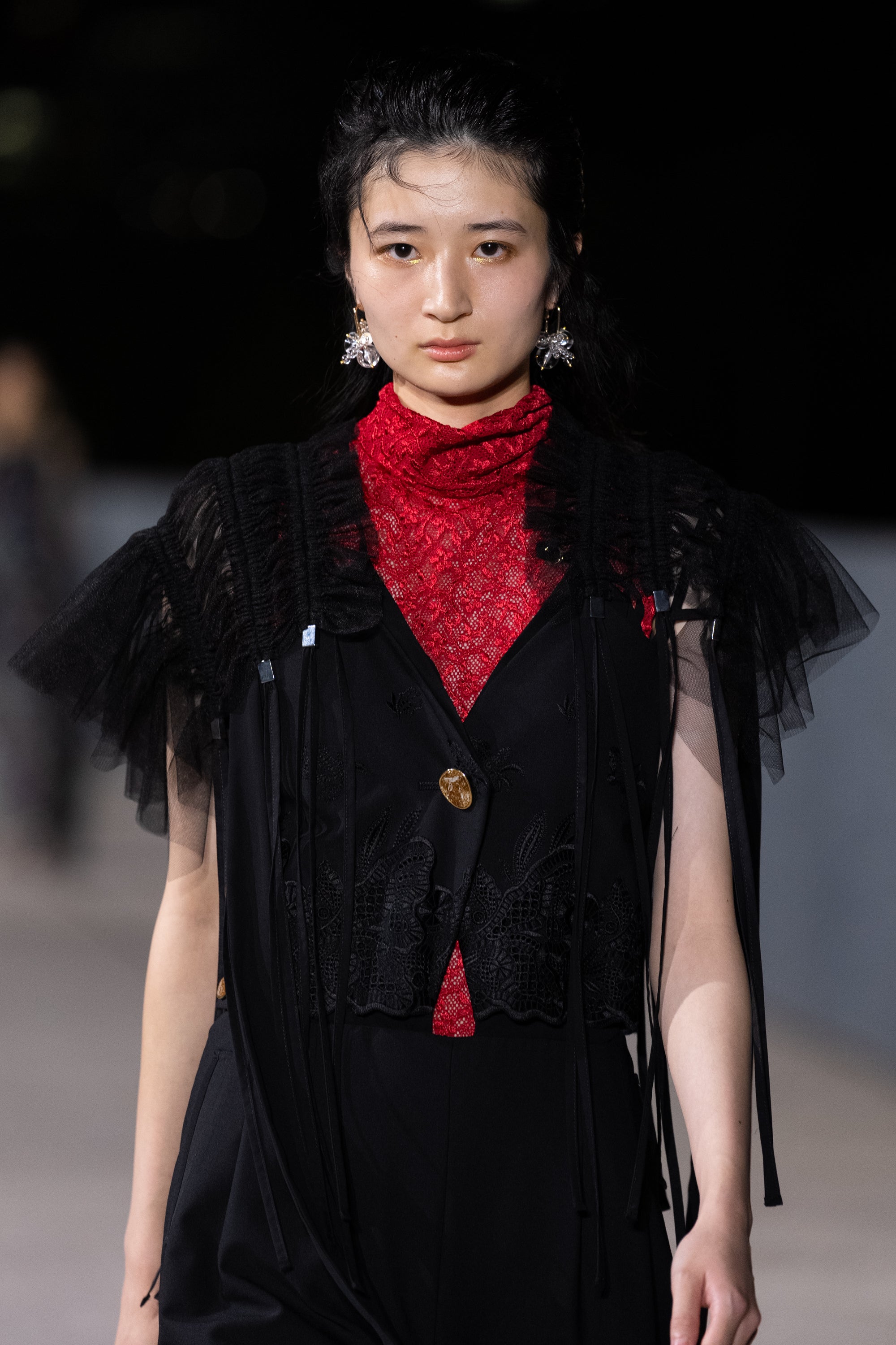 Morpho embroidery overalls (Black)